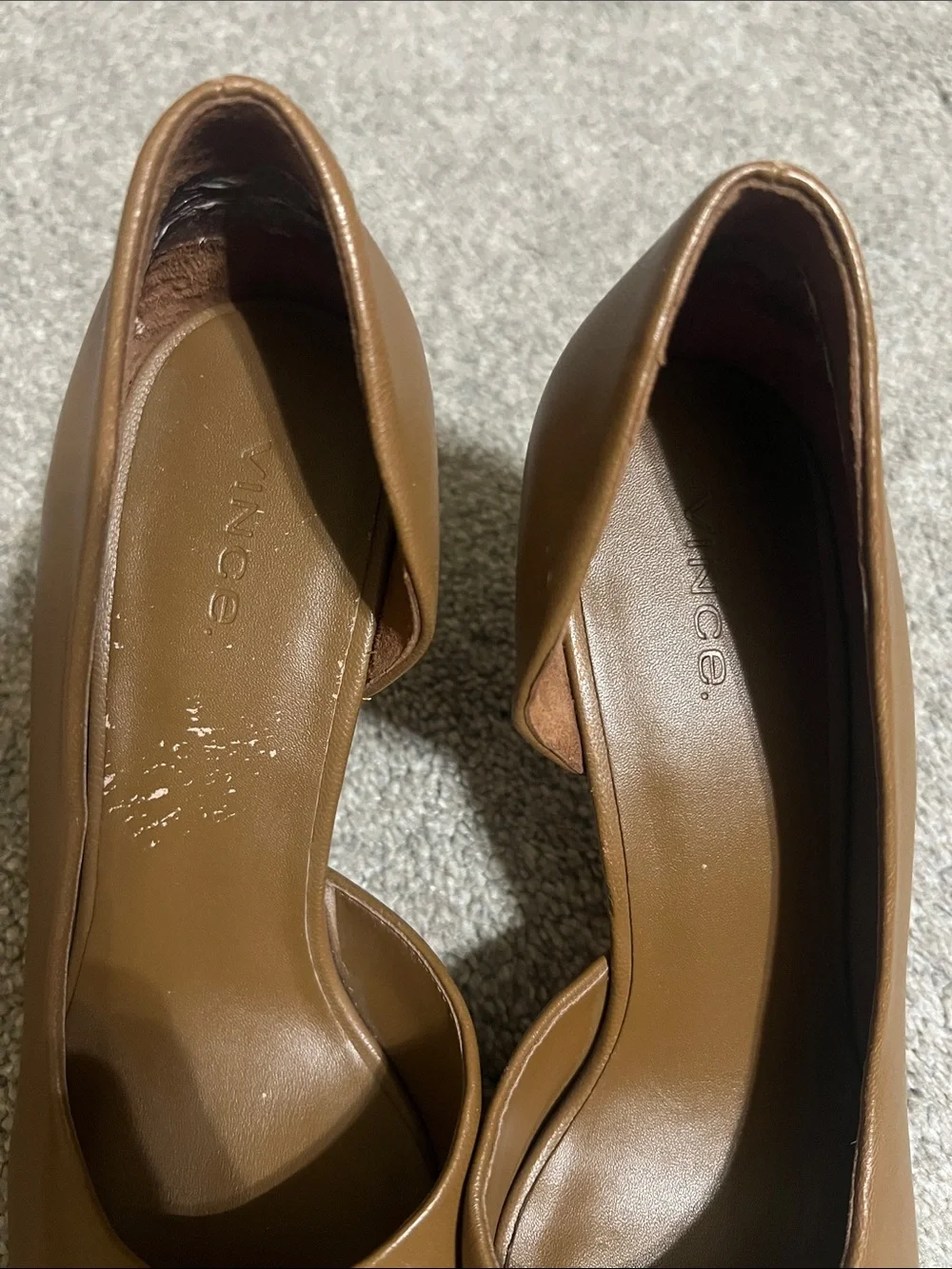 Vince Cognac Leather D’Orsay Kitten Heel Pumps Size 7